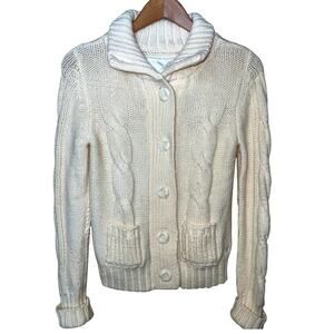 Vintage Y2K American Eagle Cardigan Sweater Womens Medium Cable Knit Fisherman